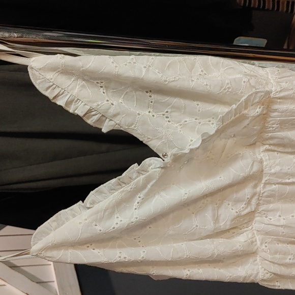 White Tiered V-Neck Sleeveless A-Line Dress 100% cotton - Picture 10 of 10